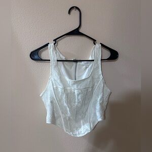 Le Lis White Lace Tank Top and Skirt Set